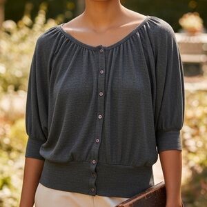 Forever 21 Charcoal Gray Button-Front Blouse Size S/M